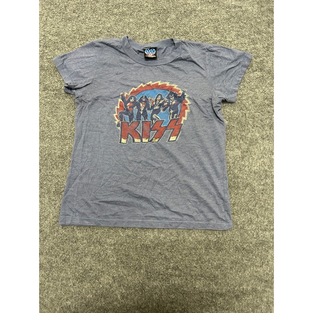 Junk Food T-Shirt Womens Size S Blue KISS Band Graphic Winterland Classic Rock